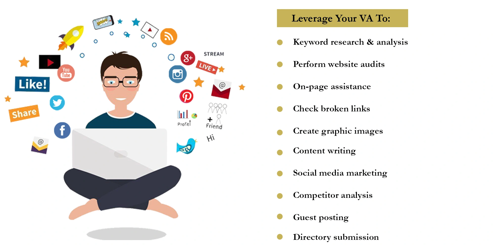 digital marketer performing tasks as a virtual assistant